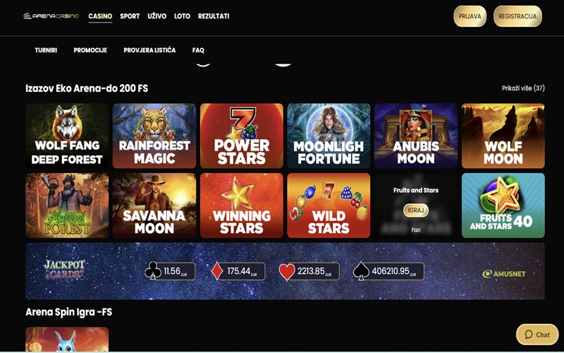 Arena Casino拥有精美的界面和众多广受欢迎的游戏。